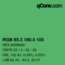 カラーコード: RGB 85.3 180.4 105 | qconv.com