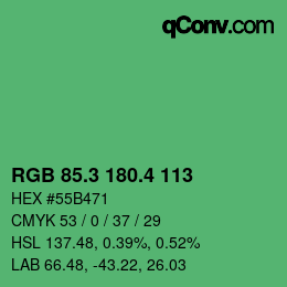 カラーコード: RGB 85.3 180.4 113 | qconv.com