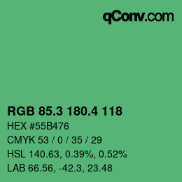 カラーコード: RGB 85.3 180.4 118 | qconv.com