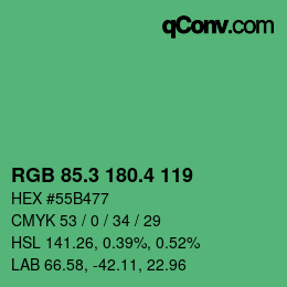 カラーコード: RGB 85.3 180.4 119 | qconv.com