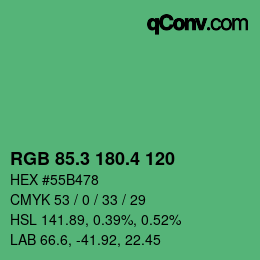 カラーコード: RGB 85.3 180.4 120 | qconv.com