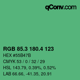 カラーコード: RGB 85.3 180.4 123 | qconv.com