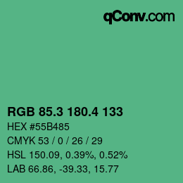 カラーコード: RGB 85.3 180.4 133 | qconv.com