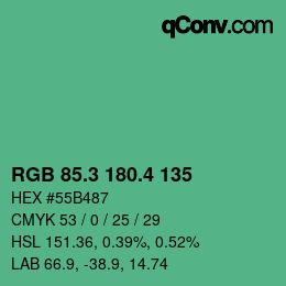 カラーコード: RGB 85.3 180.4 135 | qconv.com