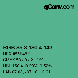 カラーコード: RGB 85.3 180.4 143 | qconv.com