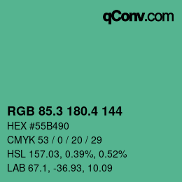 カラーコード: RGB 85.3 180.4 144 | qconv.com