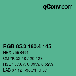 カラーコード: RGB 85.3 180.4 145 | qconv.com