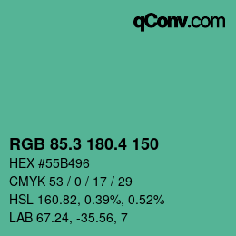 カラーコード: RGB 85.3 180.4 150 | qconv.com
