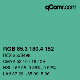 カラーコード: RGB 85.3 180.4 152 | qconv.com