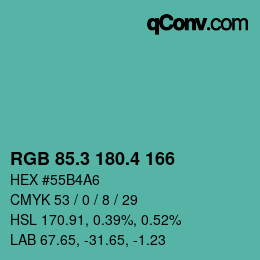 カラーコード: RGB 85.3 180.4 166 | qconv.com