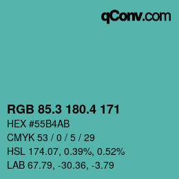 カラーコード: RGB 85.3 180.4 171 | qconv.com