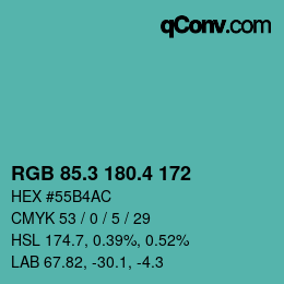 カラーコード: RGB 85.3 180.4 172 | qconv.com