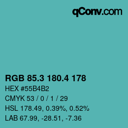 カラーコード: RGB 85.3 180.4 178 | qconv.com