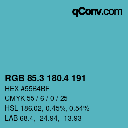 カラーコード: RGB 85.3 180.4 191 | qconv.com