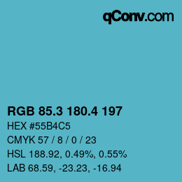 カラーコード: RGB 85.3 180.4 197 | qconv.com