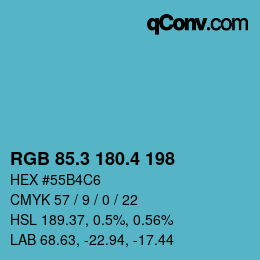 カラーコード: RGB 85.3 180.4 198 | qconv.com