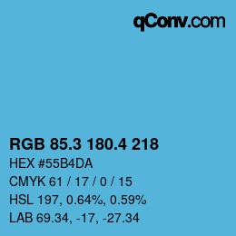 カラーコード: RGB 85.3 180.4 218 | qconv.com
