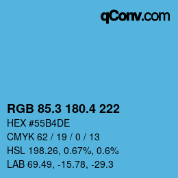 カラーコード: RGB 85.3 180.4 222 | qconv.com
