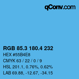 カラーコード: RGB 85.3 180.4 232 | qconv.com