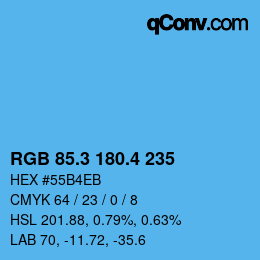 カラーコード: RGB 85.3 180.4 235 | qconv.com