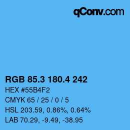 カラーコード: RGB 85.3 180.4 242 | qconv.com