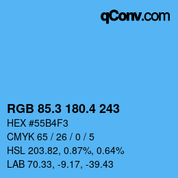 カラーコード: RGB 85.3 180.4 243 | qconv.com