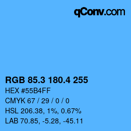 カラーコード: RGB 85.3 180.4 255 | qconv.com