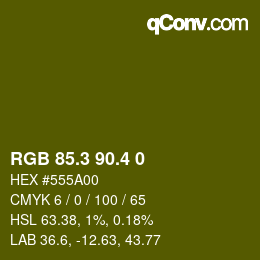 カラーコード: RGB 85.3 90.4 0 | qconv.com