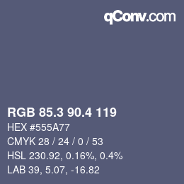 カラーコード: RGB 85.3 90.4 119 | qconv.com
