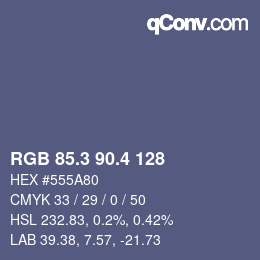 カラーコード: RGB 85.3 90.4 128 | qconv.com