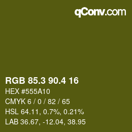 カラーコード: RGB 85.3 90.4 16 | qconv.com
