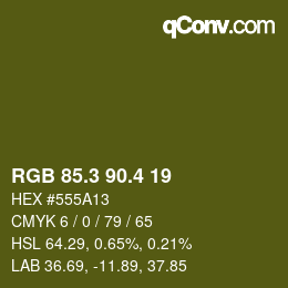 カラーコード: RGB 85.3 90.4 19 | qconv.com