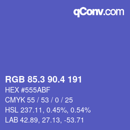 カラーコード: RGB 85.3 90.4 191 | qconv.com