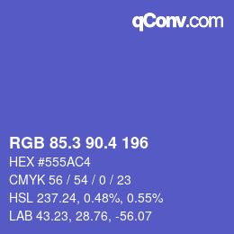 カラーコード: RGB 85.3 90.4 196 | qconv.com