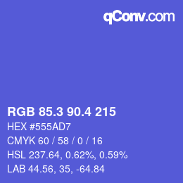 カラーコード: RGB 85.3 90.4 215 | qconv.com