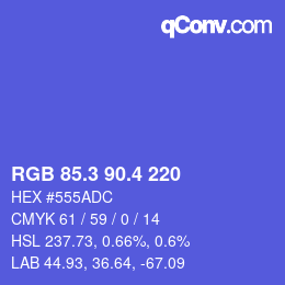 カラーコード: RGB 85.3 90.4 220 | qconv.com