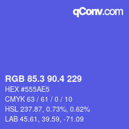 カラーコード: RGB 85.3 90.4 229 | qconv.com