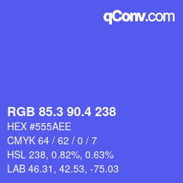 カラーコード: RGB 85.3 90.4 238 | qconv.com