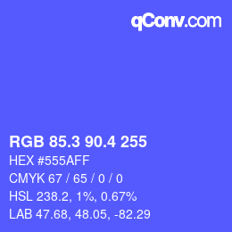 カラーコード: RGB 85.3 90.4 255 | qconv.com