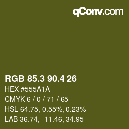 カラーコード: RGB 85.3 90.4 26 | qconv.com