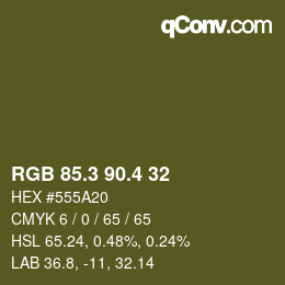 カラーコード: RGB 85.3 90.4 32 | qconv.com