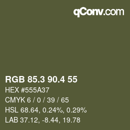 カラーコード: RGB 85.3 90.4 55 | qconv.com