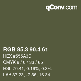 カラーコード: RGB 85.3 90.4 61 | qconv.com