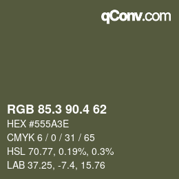 カラーコード: RGB 85.3 90.4 62 | qconv.com