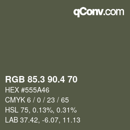 カラーコード: RGB 85.3 90.4 70 | qconv.com