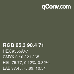 カラーコード: RGB 85.3 90.4 71 | qconv.com