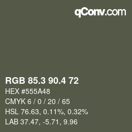 カラーコード: RGB 85.3 90.4 72 | qconv.com