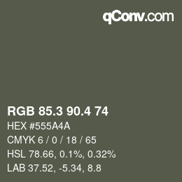 カラーコード: RGB 85.3 90.4 74 | qconv.com