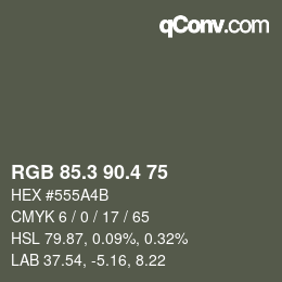 カラーコード: RGB 85.3 90.4 75 | qconv.com