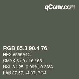 カラーコード: RGB 85.3 90.4 76 | qconv.com